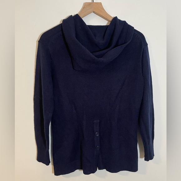 Vintage Fancy That Navy Blue Hooded Cardigan Sweater Size Medium Made In Korea - Picture 3 of 9